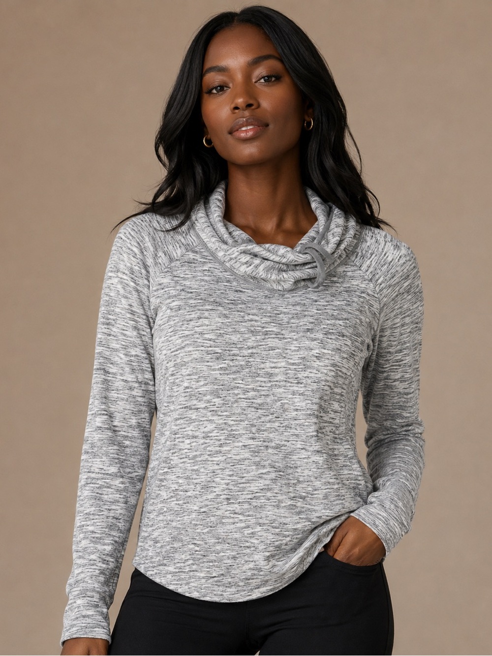 Mossimo Supply Co Gray Marled Cowl Neck Hoodie Size M